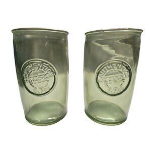 San‎ Miguel Set Of 2 Authentic Green Recycled Glass Tumblers 12oz Drinkware